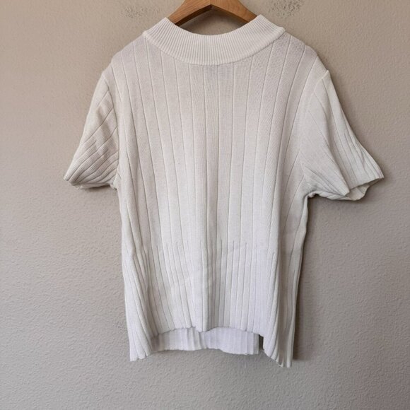 Primark Mock Neck Short Sleeve Sweater Off White Cream Size Large - Picture 1 of 6